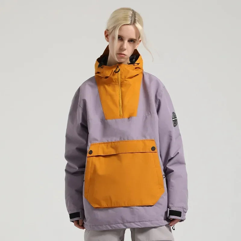 Unisex Anorak Jacke mit Kapuze und Kängurutasche