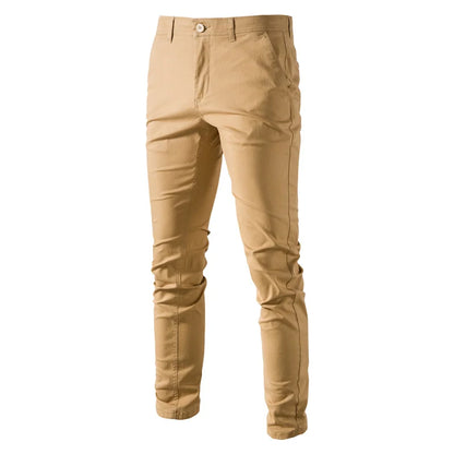 Herren Chino Hose Slim Fit Beige mit Knopfverschluss