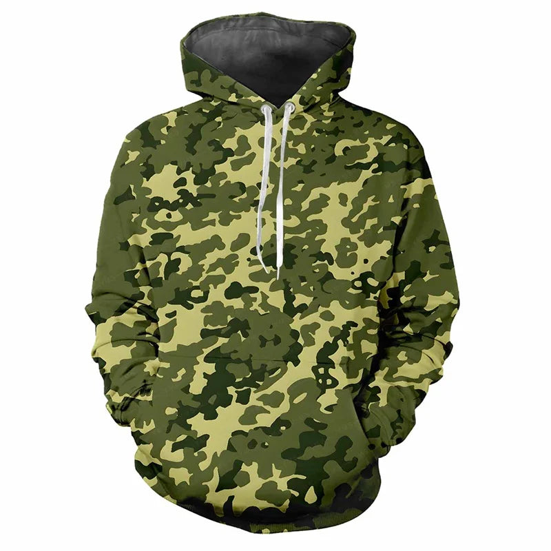 Hoodie Camouflage-Muster Grün Kängurutasche Kapuzenpullover
