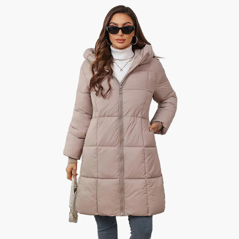 Damen Winter Steppmantel mit Kapuze – Modischer langer Puffer für Alltag & Freizeit