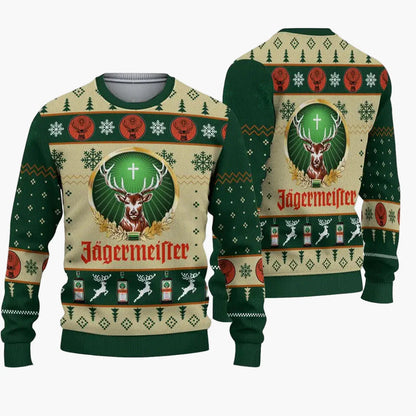 Herren Jägermeister Ugly Christmas Sweater – Festlicher Pullover für Weihnachten & Winterpartys