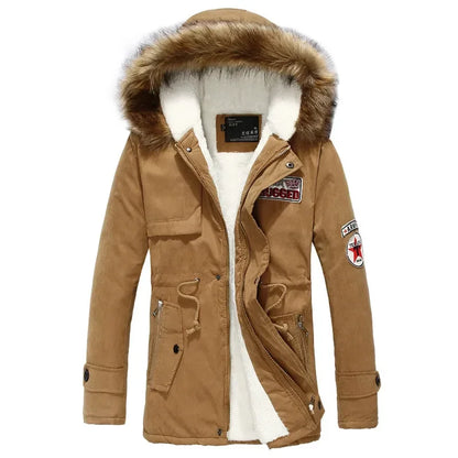 Herren Winterparka mit Kapuze, Kunstpelzbesatz und Innenfutter, verschiedene Farben