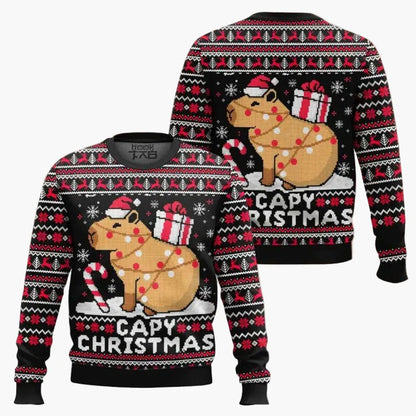 Herren Weihnachts-Sweatshirt mit Capybara-Motiv – Lustiger Ugly Christmas Pullover für festliche Anlässe
