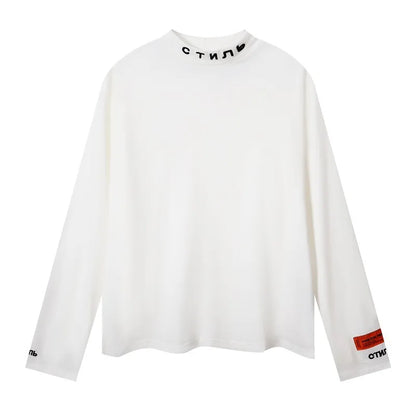 Unisex Langarmshirt Rollkragen Schwarz oder Weiß