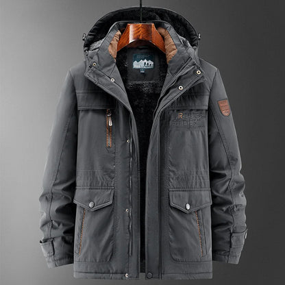 Herren Winterparka mit Kapuze, Teddyfutter und mehreren Taschen
