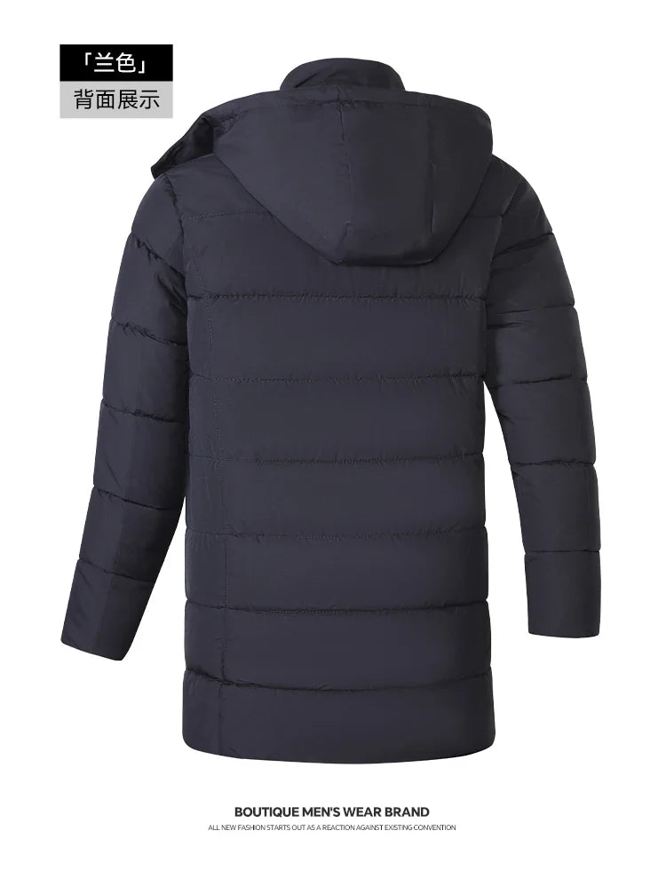 Langer Herren Winterparka mit Kapuze - Gepolsterte Winterjacke