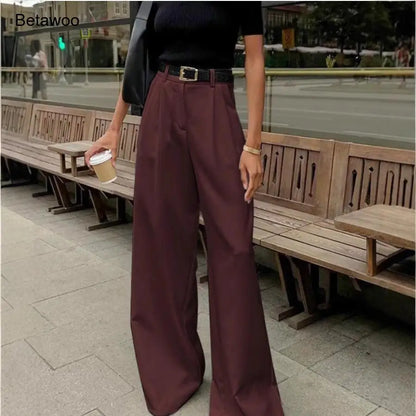 Damen Weite Hose mit Hohem Bund – Elegante Palazzo Hose
