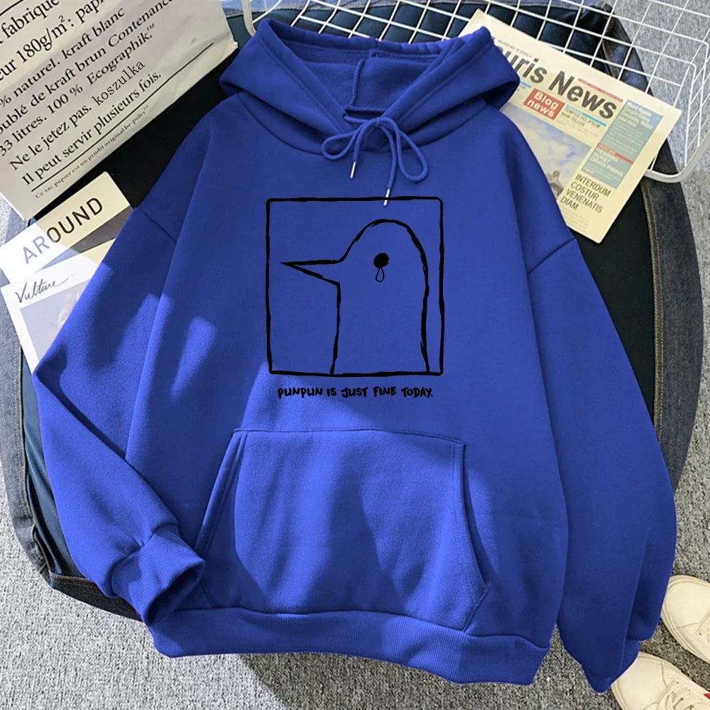 Hoodie mit Pinguin-Print, Beige