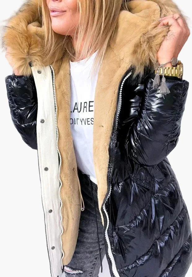 Damen Winter Steppmantel mit Pelzkragen – Modischer, dicker Parka für kalte Tage