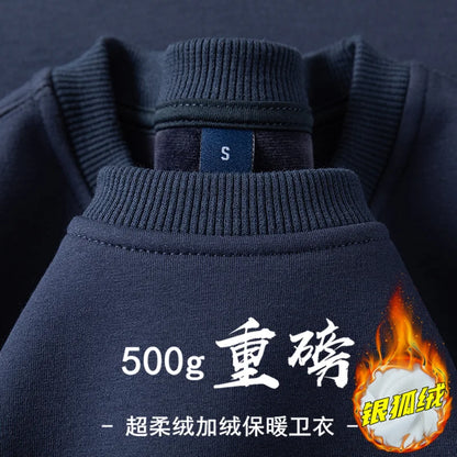 Unisex Langarm Sweatshirt Pullover mit Rundhalsausschnitt warm gefüttert