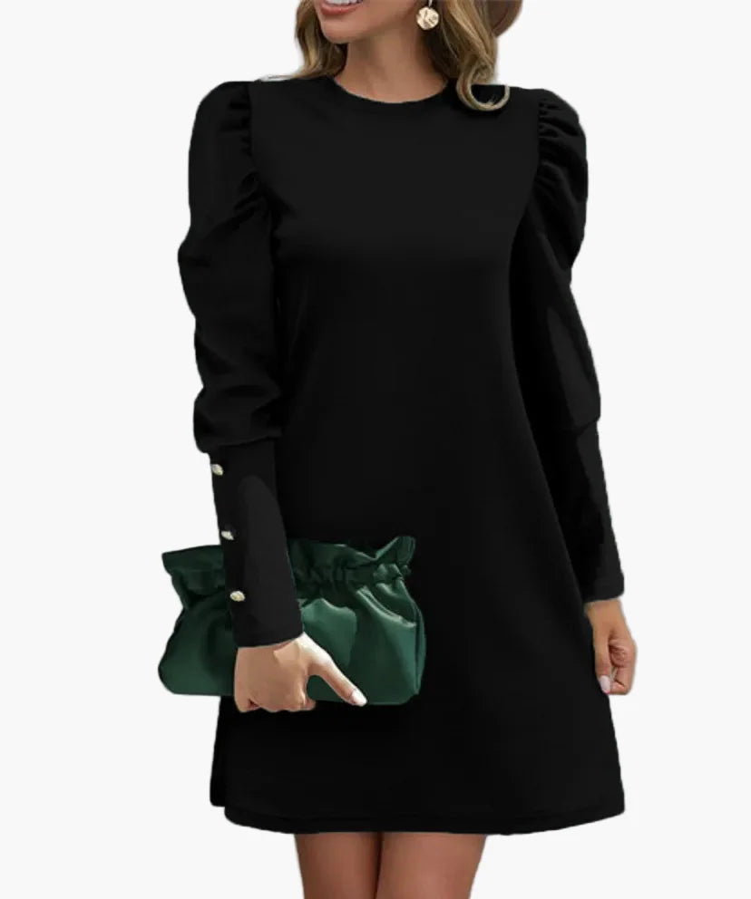 Damen Elegantes Minikleid mit Puffärmeln – Perfekt für Büro und festliche Anlässe