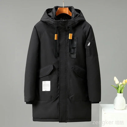 Herren Winterjacke mit Kapuze Steppparka Schwarz/Grün große Größen