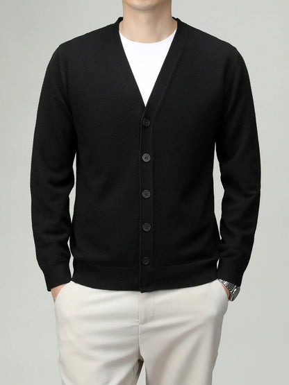 Herren Strickjacke V-Ausschnitt Knopfleiste