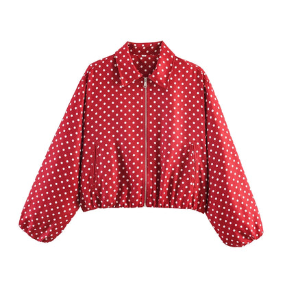 Damen Cropped Jacke Reißverschluss Stehkragen Langarm