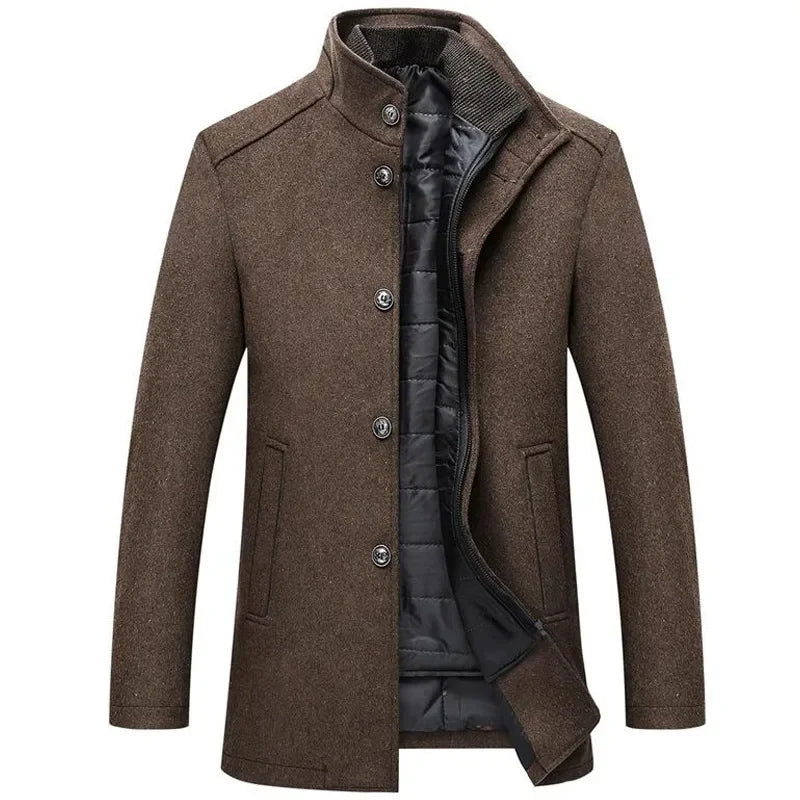 Herren Winter Veganer Wollmantel – Klassischer Business Mantel für Büro und Alltag