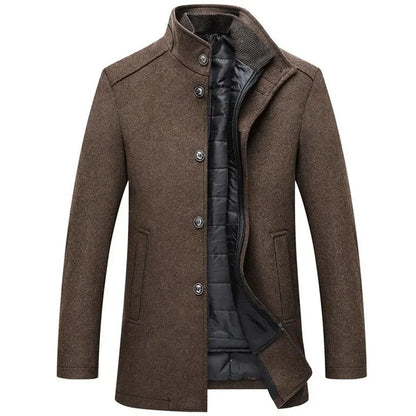Herren Winter Veganer Wollmantel – Klassischer Business Mantel für Büro und Alltag