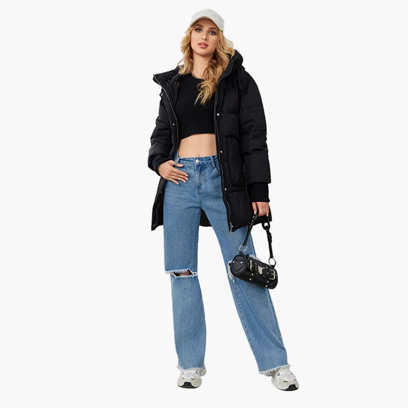Damen Winter Steppjacke mit Kapuze – Modische warme Outdoorjacke für kalte Tage