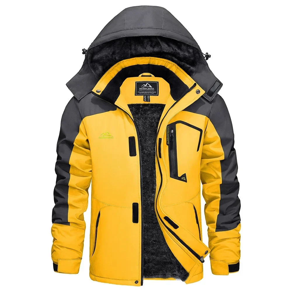 Winter Outdoorjacke für Herren mit Kapuze und Plüschfutter, viele Farben