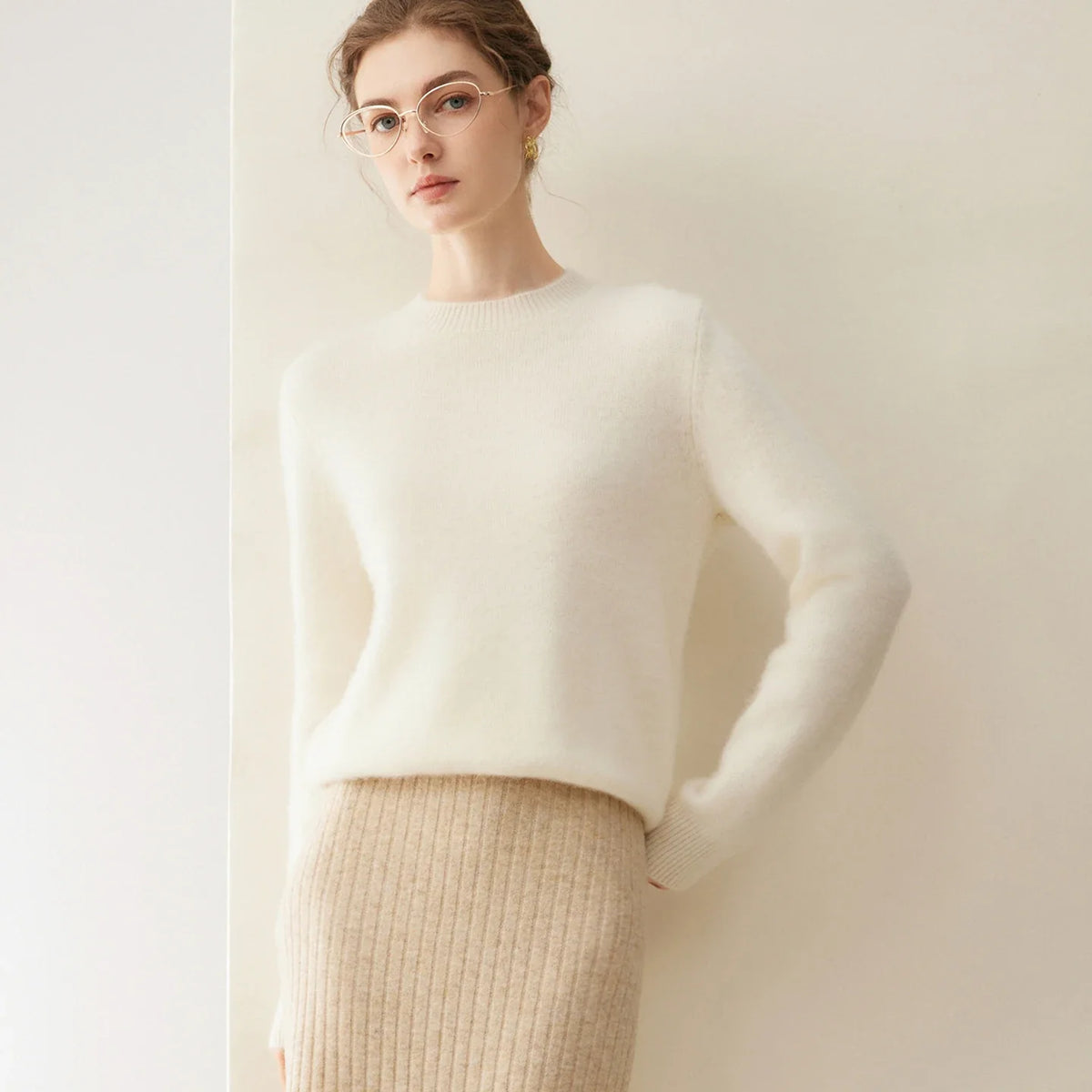 Damen Pullover Rundhals Langarm Weiches Material