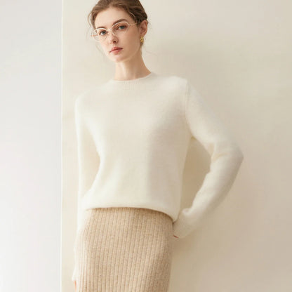 Damen Pullover Rundhals Langarm Weiches Material