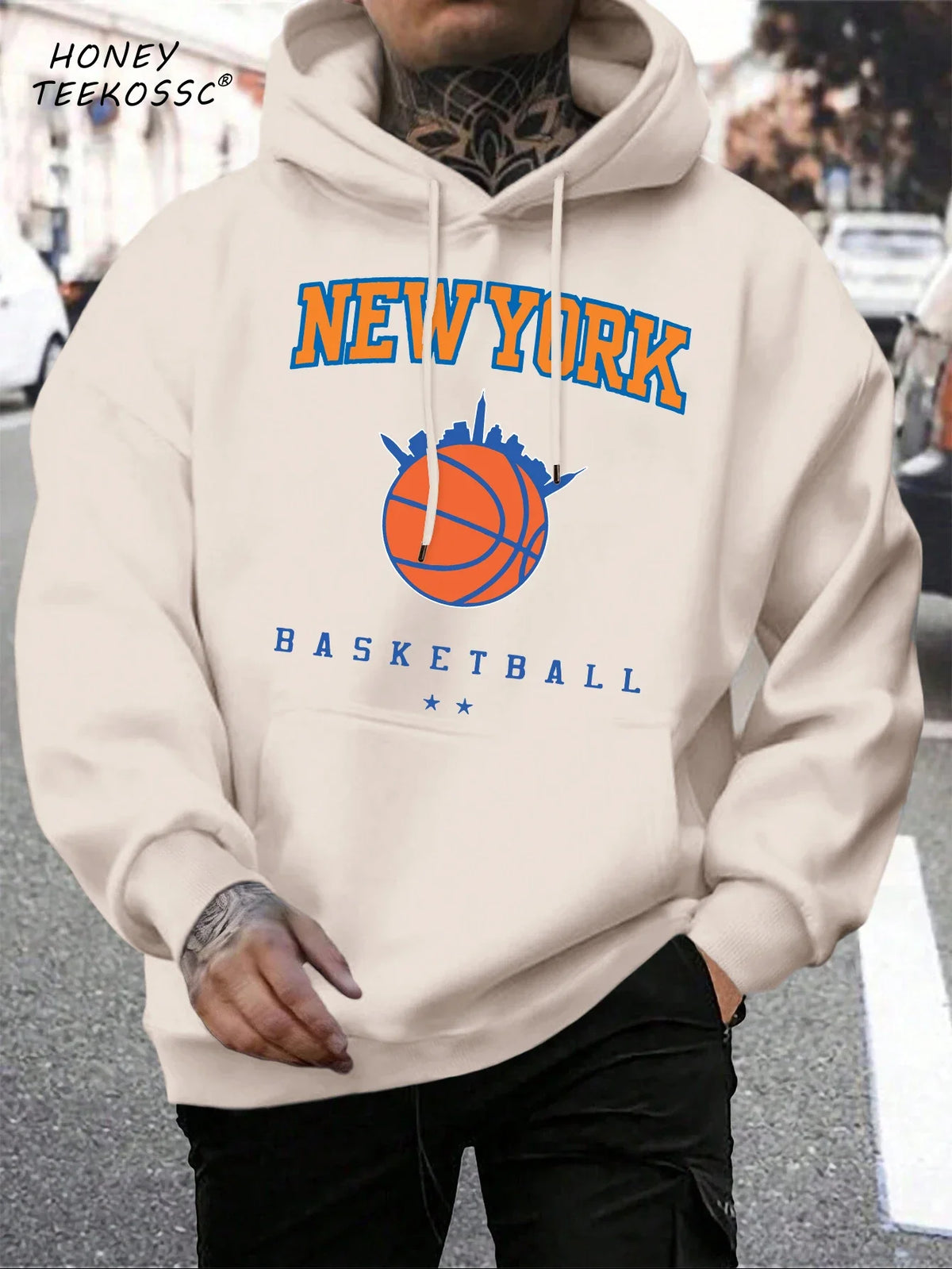 Herren Hoodie mit Kordelzug und Kängurutasche – Verschiedene New York Designs