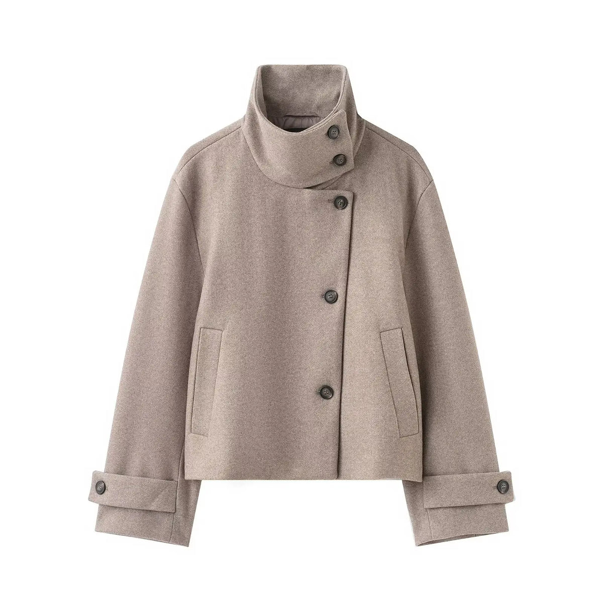 Damen Kurzjacke mit Stehkragen und weiten Ärmeln, lockere Passform