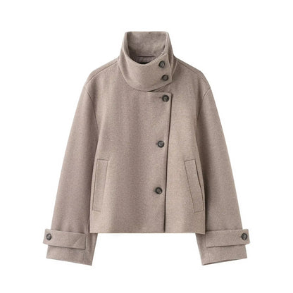 Damen Kurzjacke mit Stehkragen und weiten Ärmeln, lockere Passform