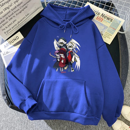 Hoodie mit Kapuze & Kängurutasche – Cartoon-Charakter-Print