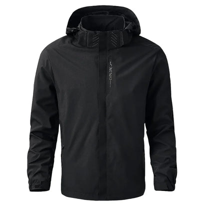 Herren Outdoor Jacke mit Kapuze & Reißverschluss – Schwarz