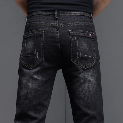 Herren Jeans Hose Used-Look Denim mit geradem Bein