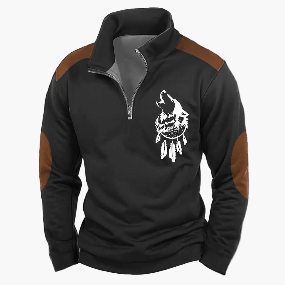 Herren Half-Zip Pullover mit Jagdmotiv