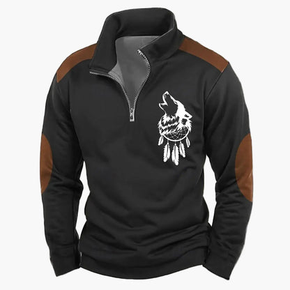 Herren Half-Zip Pullover mit Jagdmotiv