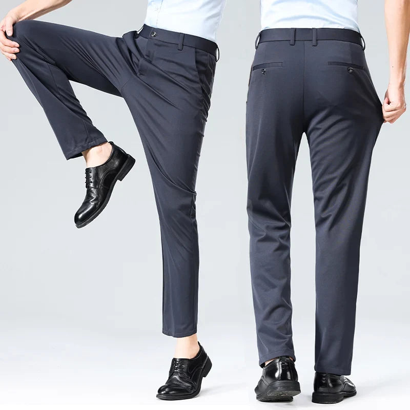 Herren Hose Business Freizeit Stretch Slim Fit Dunkelgrau