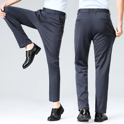 Herren Hose Business Freizeit Stretch Slim Fit Dunkelgrau
