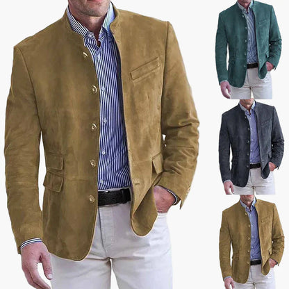 Herren Stehkragen Sakko Modern Business Freizeit Elegant