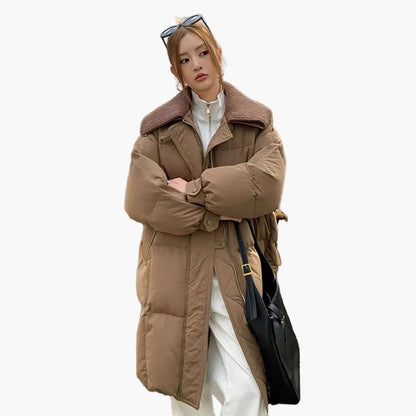 Damen Steppmantel mit Oversize-Kragen – Modischer Wintermantel für Alltag und Freizeit