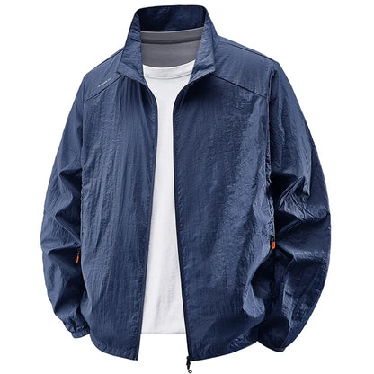Herren Windbreaker Jacke leicht mit Stehkragen Reißverschluss