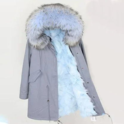 Damen Winter Parka mit Kapuze und Kunstpelz Futter