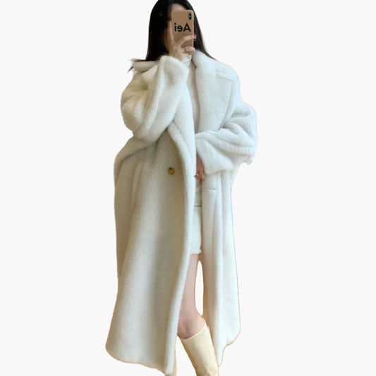Damen Oversize Wintermantel im luxuriösen Kunstfell-Look – Eleganter Style für kalte Tage