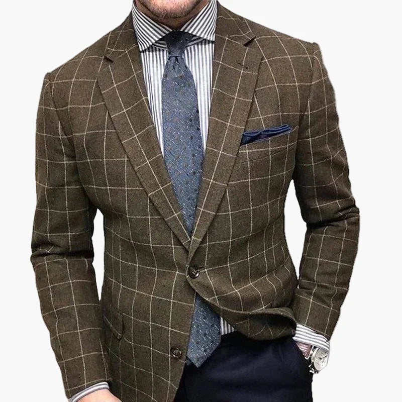 Herren Blazer Modern Kariert Business Casual Sakko – Stilvoll für Büro & Freizeit