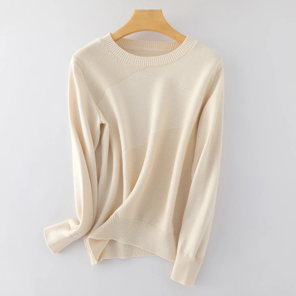 Damen Strickpullover Rundhals Langarm Strickmuster Einfarbig