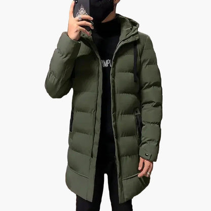 Herren Winter Steppmantel mit Kapuze – Modischer langer Parka für kalte Tage