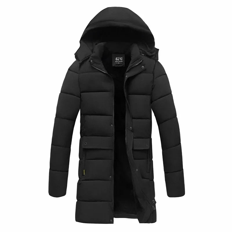 Langer Herren Winterparka mit Kapuze - Gepolsterte Winterjacke