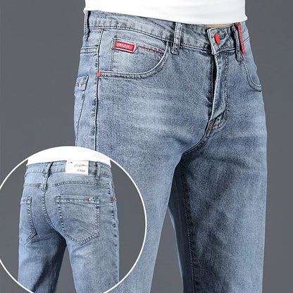 Jeans Herren Slim Fit Hellblau Stretch-Denim
