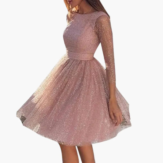 Damen Abendkleid mit Glitzer und 3/4-Ärmeln – Elegantes Partykleid für festliche Anlässe