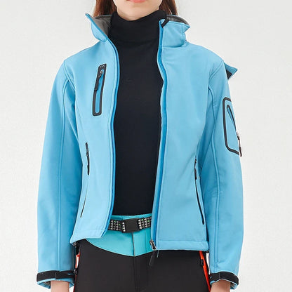Damen Softshelljacke mit Stehkragen winddicht wasserabweisend Schwarz