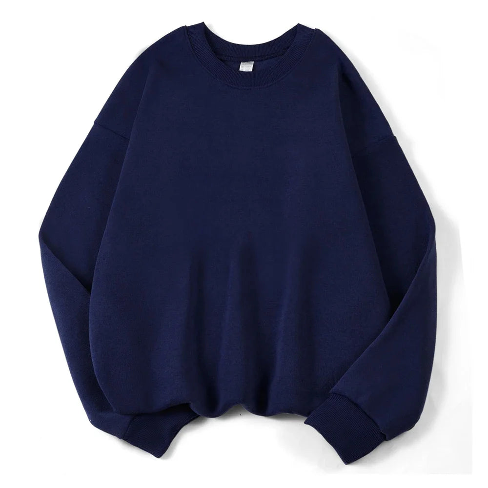 Damen Sweatshirt Lila Oversize Rundhals Langarm Basic-Pullover