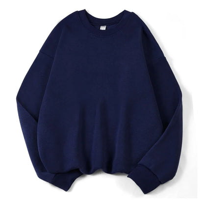 Damen Sweatshirt Lila Oversize Rundhals Langarm Basic-Pullover