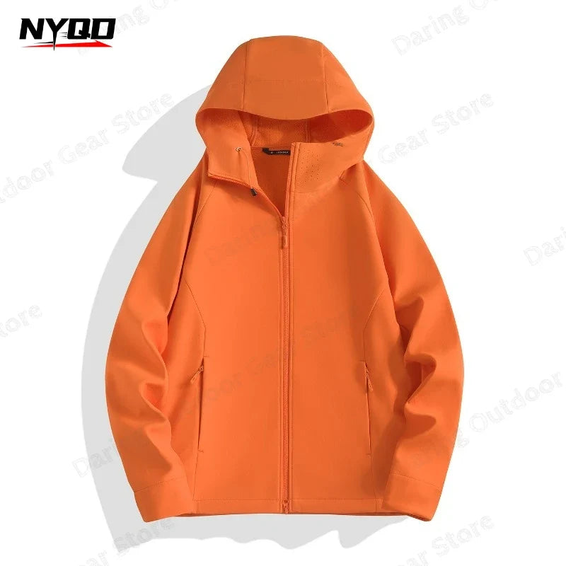 Leichte Kapuzenjacke mit Reißverschluss – Unisex Softshell-Optik für Outdoor