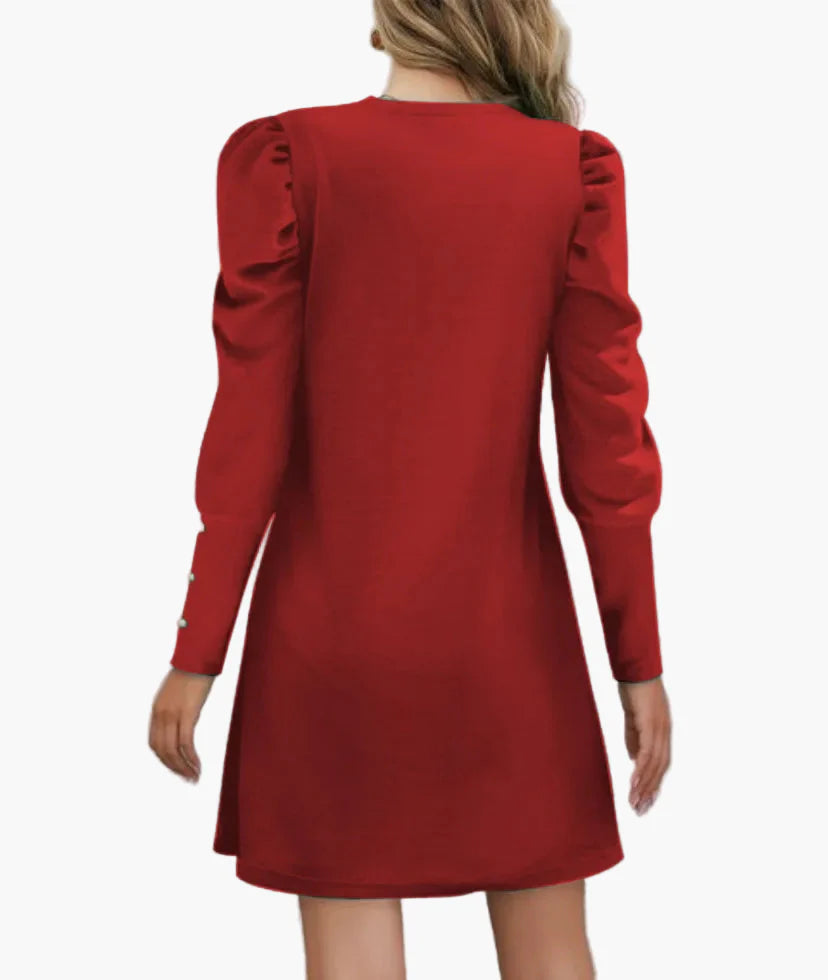 Damen Elegantes Minikleid mit Puffärmeln – Perfekt für Büro und festliche Anlässe